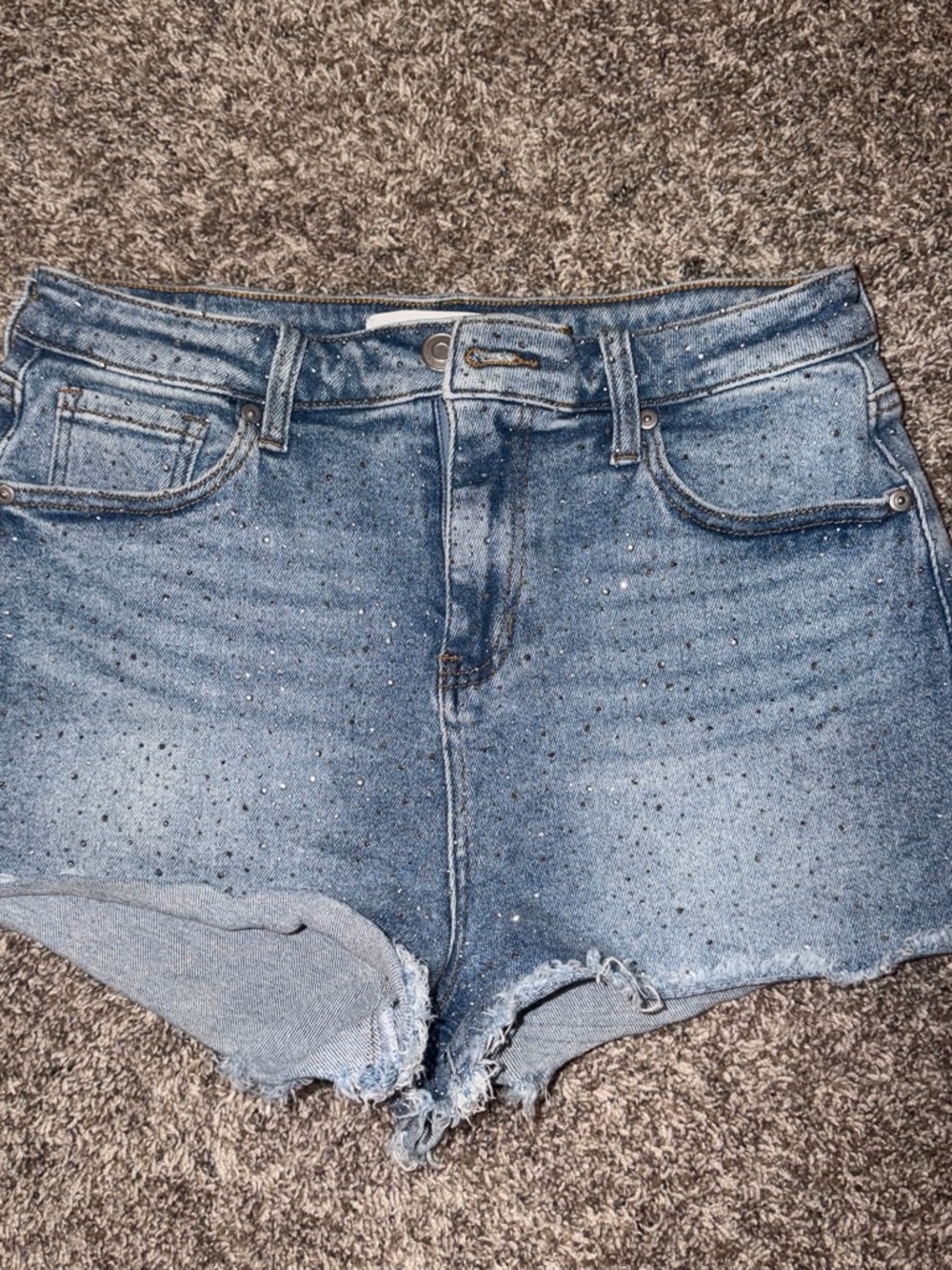 Altar’d State Blue Denim High-Rise Studded Women’s Shorts